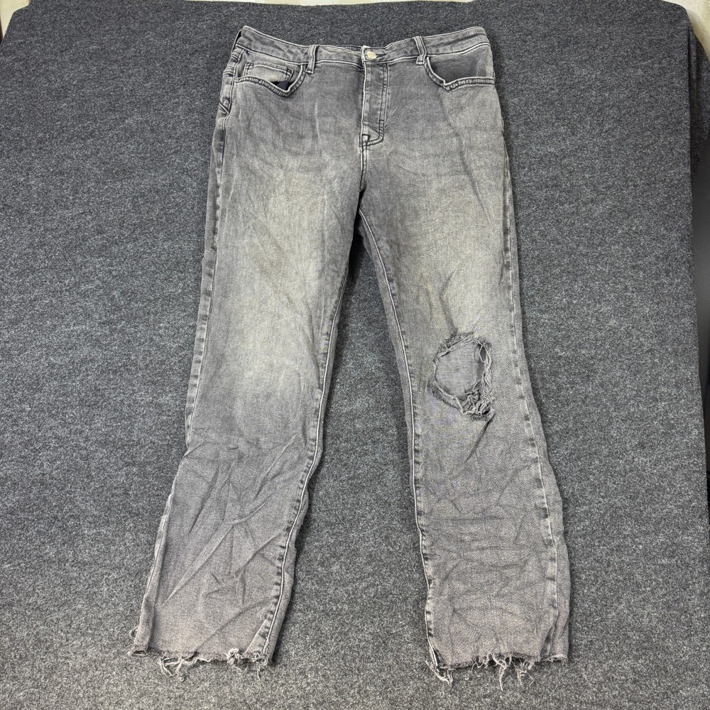 Forever 21 Skinny Jeans Womens 30 Gray Denim Cotton Stretch Distressed Raw Hem